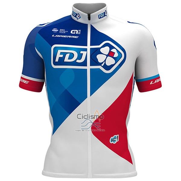 Fdj Ropa Ciclismo Culotte Corto 2017 Mangas Cortas Blanco